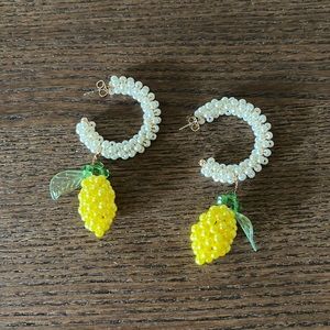 Zara beaded pearl lemon 🍋 earrings